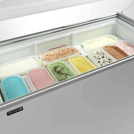 Congélateur de crème glacée couvercle incliné -24 à -14 °C - Tefcold - IC502SCE-SO