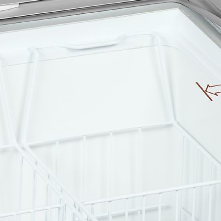 Congélateur coffre capacité 481L à 2 couvercles coulissants vitrés incurvés