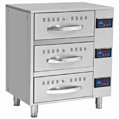 Tiroirs chauffants inox 3 bacs GN 1/1 puissance 6 kW monophasé 640 x 825 x 960 mm Tiroirs chauffants inox 3 bacs GN 1/1 puissance 6 kW monophasé 640 x 825 x 960 mm