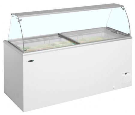 Vitrine glacier négative capacité 14 bacs de 5 L + 2 de 2,5 L -23 à -16 °C 1804 mm - Tefcold - IDA600-W1+