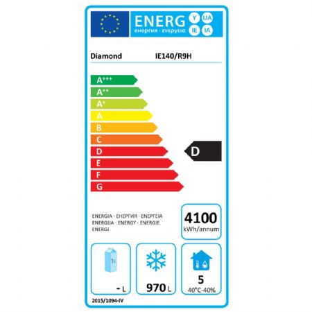 Armoire congélateur professionnelle ventilé 1400 L 2 portes pleines sur roues - Diamond Promo - IE140/R9H