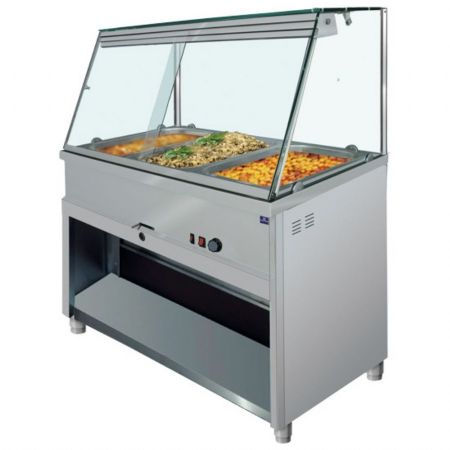 Vitrine chaude comptoir bain-marie 5 x GN 1/1 vitre verticale, +30°/+90°C, 1800x700x1350 mm, 3 kW - Virtus - IEA0022