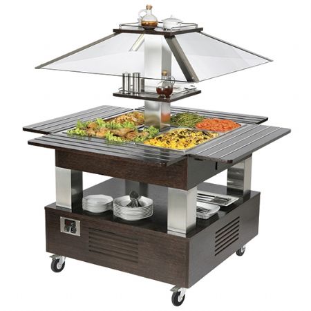 Buffet réfrigéré à île réfrigération statique, 4x GN 1/1 h=150 mm, positif, 1445x1445x1540 mm - Virtus - IEC0004/R
