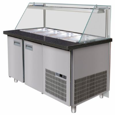 Table réfrigérée de préparation 2 portes vitrées verticales - avec 3x GN 1/1 et température 0/+10°C Table réfrigérée de préparation 2 portes vitrées verticales - avec 3x GN 1/1 et température 0/+10°C