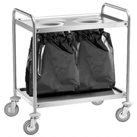 Refroidisseur de déchets professionnel chariot en inox 2 trous pour 2 sacs 1100x600x940 mm - Virtus - IFA0047