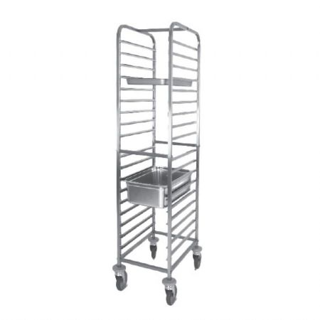Chariot Porte assiette pour bacs gastronormes, 17x GN 1/1 h=65 mm, 385x560x1720 mm - Virtus - IFA0051