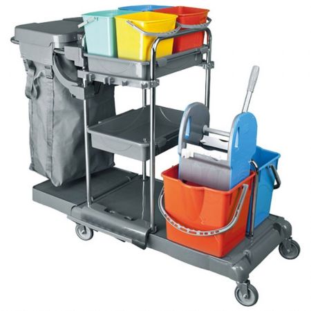 chariot de nettoyage porte-sac et seau à franges - Virtus - IFC0016
