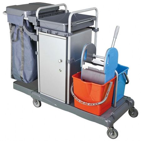 chariot de nettoyage porte-sac, armoire et seau à franges - Virtus - IFC0018