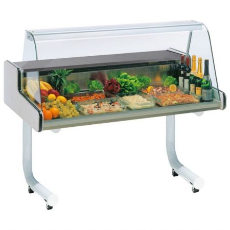 Vitrine transportable comptoir réfrigéré statique à hors-d'œuvre sur roues, 1500 mm, +2°/+5°C - Virtus - IFF0002