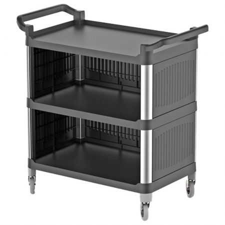 Chariot de Débarrassage multiservice en plastique avec 3 niveaux, sur 3 côtés aussi, 520x960 mm - Virtus - IFI0033