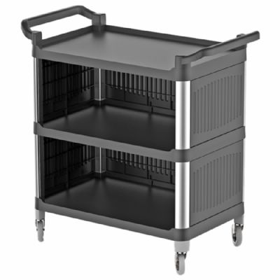 Chariot de service plastique 3 niveaux noir 530 x 980 x 930 mm Chariot de service plastique 3 niveaux noir 530 x 980 x 930 mm