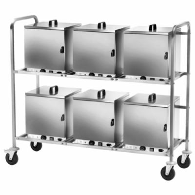 Chariot de service inox 6 niveaux avec 6 plateaux