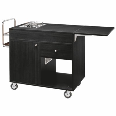 Chariot de flambage noir avec 2 br�leurs gaz LPG 570 x 1370 x 910 mm