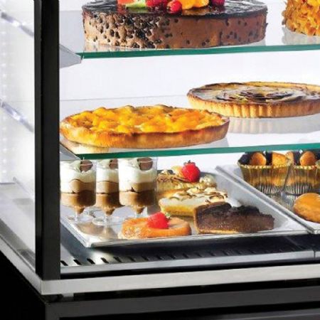 Vitrine 4 faces temprature ngative 5 tagres en verre 480 Lit noire