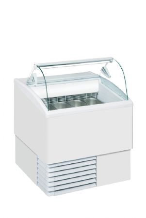 Vitrine à glaces équipée d’un couvercle bombé en verre plage de température -16/-14°C