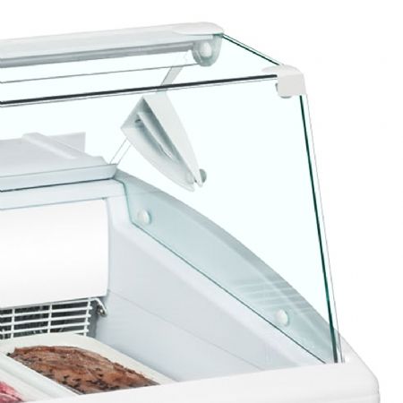Vitrine à glaces équipée d’un couvercle plat en verre fonctionnement à température -16/-14°C