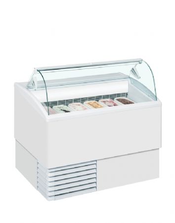 Vitrine à glaces équipée d’un couvercle bombé en verre plage de température -16/-14°C