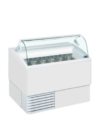 Vitrine à glaces équipée d’un couvercle bombé en verre plage de température -16/-14°C