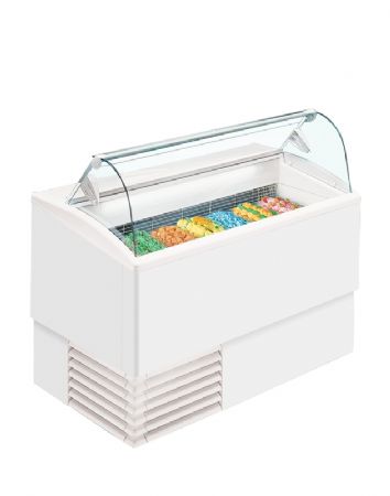 Vitrine à glaces équipée d’un couvercle bombé en verre plage de température -16/-14°C