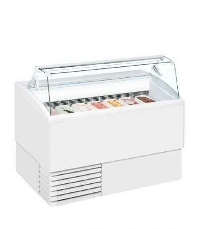 Vitrine à glaces équipée d’un couvercle plat en verre – plage de température -16/-14°C