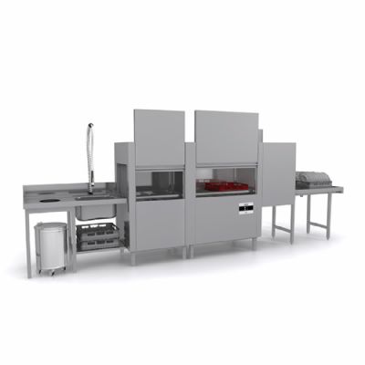 Lave-vaisselle à entraînement de paniers double chambre sortie gauche avec 110 à 200 paniers/h Lave-vaisselle à entraînement de paniers double chambre sortie gauche avec 110 à 200 paniers/h