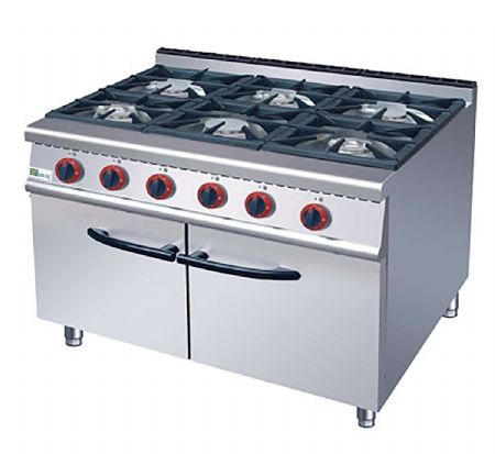 Fourneau pro  gaz sur armoire ferm 6 bruleurs - 3x3,5kW + 3x4,5kW