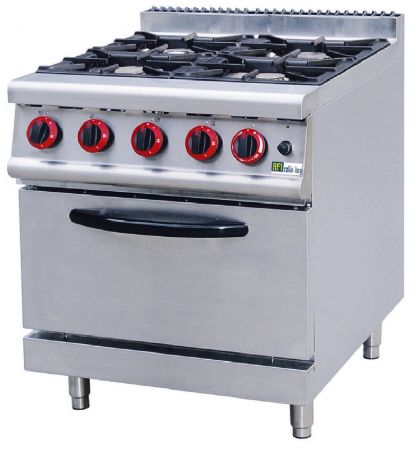 Fourneau pro  gaz sur four gaz 4 bruleurs - 2x3,5kW + 2x4,5kW