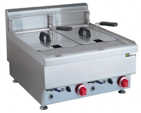 Friteuse cuisine pro profondeur 650 Triphasé 2 cuves 12,5 L 17 kW - Afi-Collin-Lucy - JUS-TEF-2