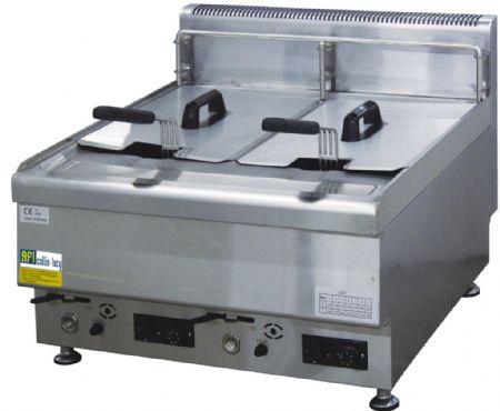 Friteuse professionnelle gaz double 2 x 10 L à poser - profondeur 650mm Friteuse professionnelle gaz double 2 x 10 L à poser - profondeur 650mm