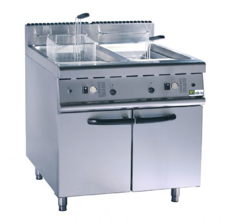 Friteuse professionnelle sur coffre 2 bacs 2 x 20 litres  gaz  - profondeur 700mm