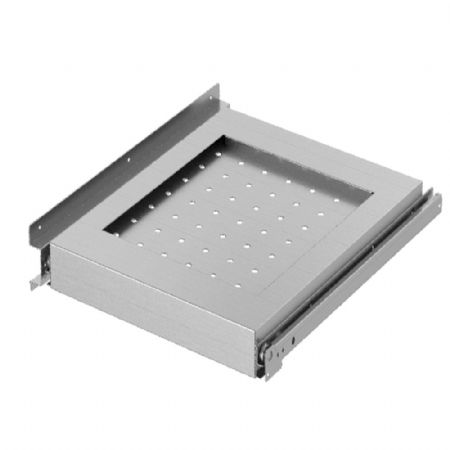 Etagre de fond inox extractible sur guides pour compartiment avec porte