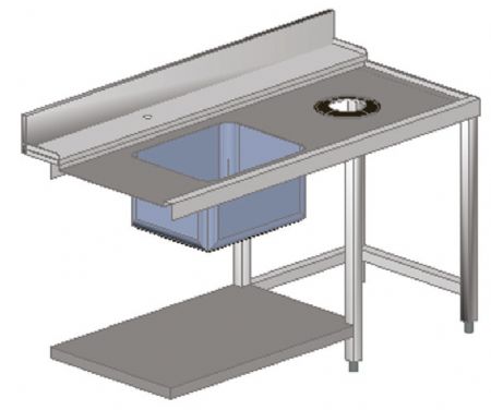 Plonge entre droite de 150 cm avec trou vide dchets