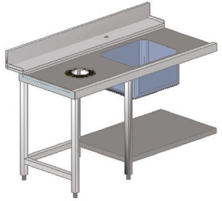 Plonge entre gauche de 150 cm avec trou vide dchets
