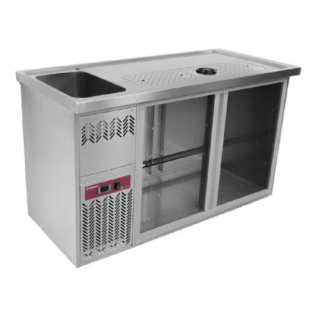 Meuble Bas de Rangement Inox 2 compartiments avec égouttoir, grille et cuve à gauche - Diamond Promo - KBR/21G Meuble Bas de Rangement Inox 2 compartiments avec égouttoir, grille et cuve à gauche - Diamond Promo - KBR/21G