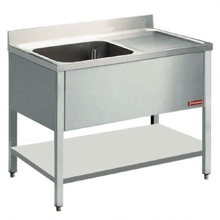 Plonge Inox 1 cuve et 1 égouttoir à droite 1200x600x880/900(+100) mm - Diamond - L1211D/6-D Plonge Inox 1 cuve et 1 égouttoir à droite 1200x600x880/900(+100) mm - Diamond - L1211D/6-D