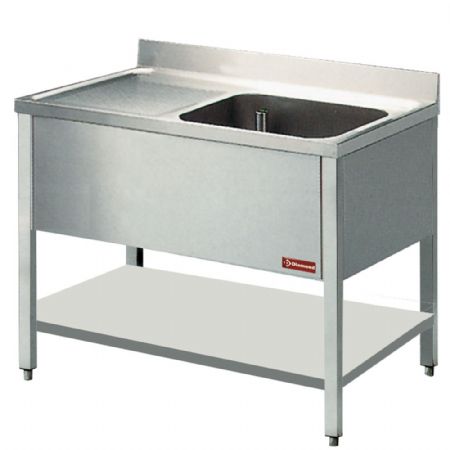 Plonge Inox 1 cuve et 1 égouttoir à gauche 1200x600x880/900(+100) mm - Diamond - L1211S/6-D Plonge Inox 1 cuve et 1 égouttoir à gauche 1200x600x880/900(+100) mm - Diamond - L1211S/6-D