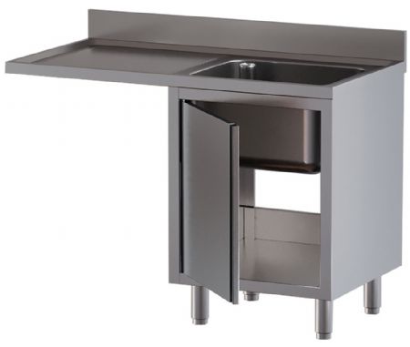 Plonge inox 1 cuve avec égouttoir à gauche et espace lave-vaisselle 1400x700x850/880(+100) mm - Diamond - L1411/VAD-SS3