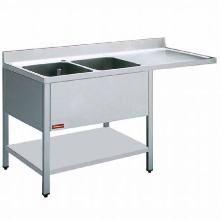 Plonge Inox 1 2 cuves et 1 égouttoir 1600x700x880/900(+100) mm - Diamond - L1621VD-D Plonge Inox 1 2 cuves et 1 égouttoir 1600x700x880/900(+100) mm - Diamond - L1621VD-D