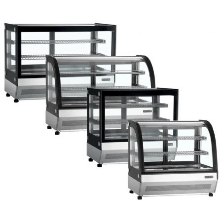 Vitrine comptoir rfrigre plate noire avec 2 portes vitres coulissantes - 900x560x670 mm