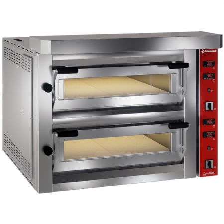 Four à pizzas professionnel électrique 2 chambres 2x4 pizzas 350 mm pierre réfractaire - Diamond - LFD-08-LX