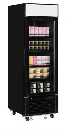 Vitrine réfrigérée vitrée 1 porte noire -25°C / -14°C capacité 405 L Vitrine réfrigérée vitrée 1 porte noire -25°C / -14°C capacité 405 L