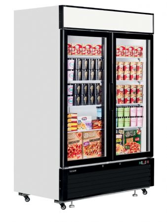 Vitrine de supermarch blanche 2 portes vitres -25C  -14C capacit 1108 L