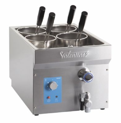 Cuiseur à pâtes électrique triphasé en inox à poser avec cuve 20 L et 4 paniers Cuiseur à pâtes électrique triphasé en inox à poser avec cuve 20 L et 4 paniers
