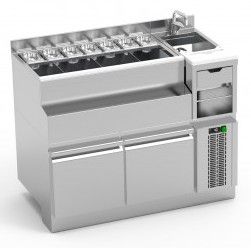 Table  cocktail en inox avec vier  droite - 1200x650x850mm