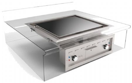 Plancha chromée éléctrique encastrable plaque 18mm d'épaisseur - 2 zones de cuisson 600x500