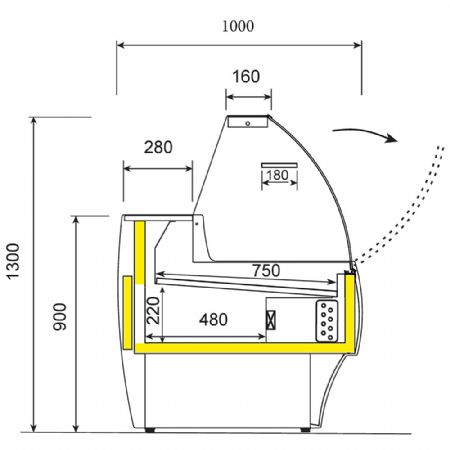 Comptoir réfrigéré professionnel noir positif avec réserve 2500 mm 2500x1000x1300 mm - Diamond Promo - MA25/B5-R2V