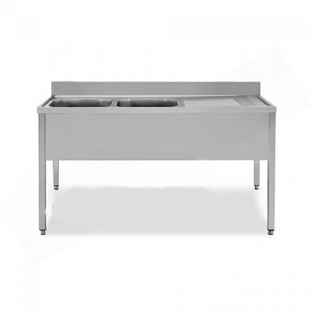 Plonge inox 2 bacs  gauche 40x50x30 - 1600x600x850 mm