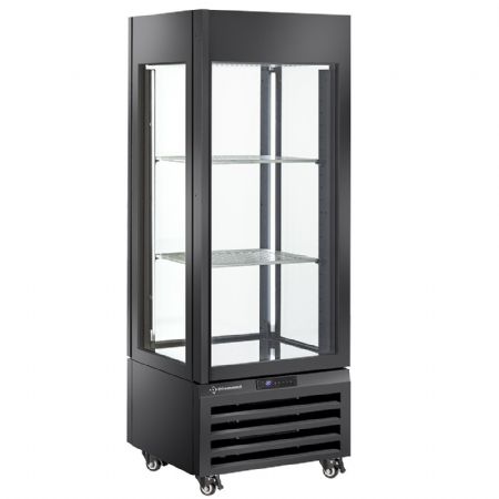 Armoire réfrigérée vitrine full vitrée 440 L, 1 niveau + 2 étagères inox réglables, ventilée, noire, 700x650x1900 mm - Diamond Promo - MAX/507-VB Armoire réfrigérée vitrine full vitrée 440 L, 1 niveau + 2 étagères inox réglables, ventilée, noire, 700x650x1900 mm - Diamond Promo - MAX/507-VB