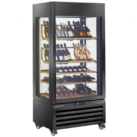 Armoire réfrigérée vitrine full vitrée 600 litres 1 niveau 4 étagères ventilée noire - Diamond Promo - MAX/609-VB2