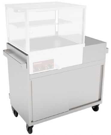 Meuble inox support vitrine chauffante bain-marie 2x GN 1/1 panoramique sur roulettes - Diamond - MBM-2X